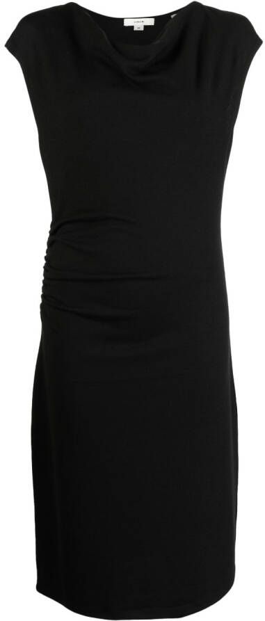 Vince Midi-jurk met gedrapeerd detail Zwart
