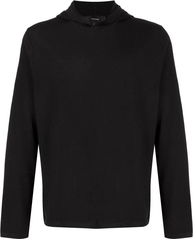 Vince Fijngebreide hoodie Zwart