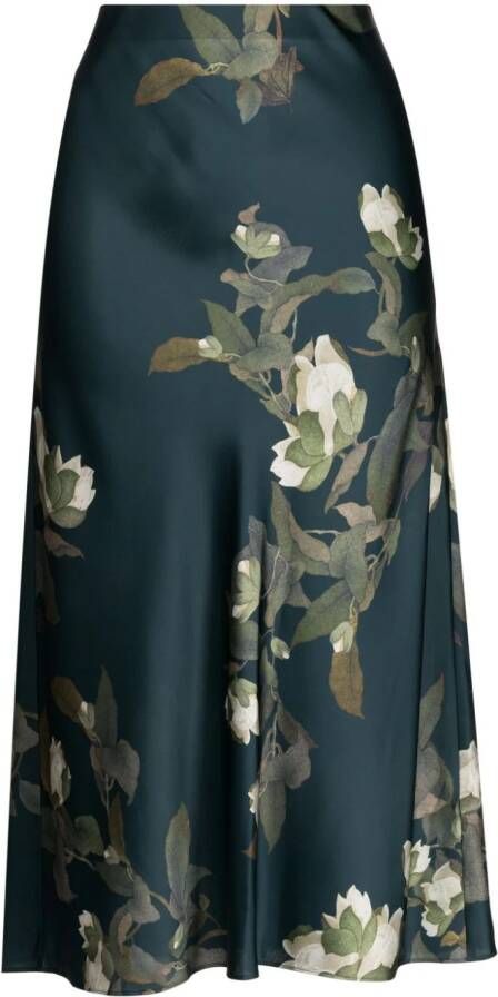 Vince Midi-rok met bloemenprint Groen