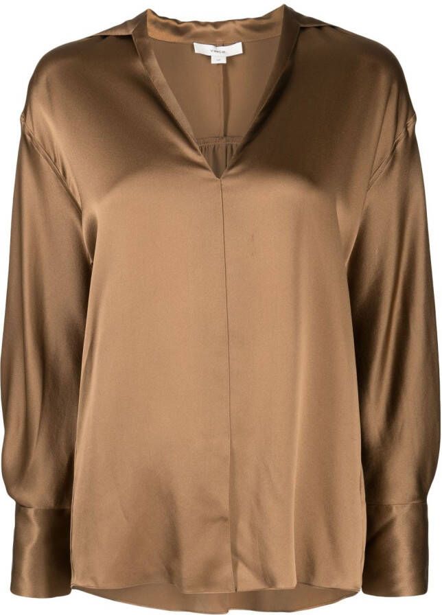 Vince Blouse met V-hals Bruin
