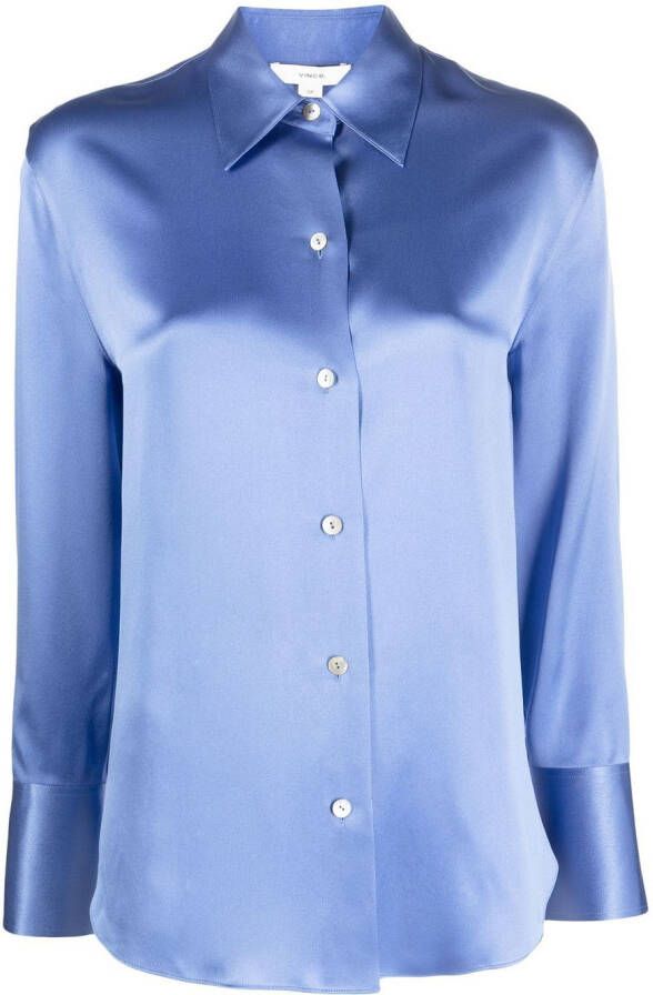 Vince Zijden blouse Blauw