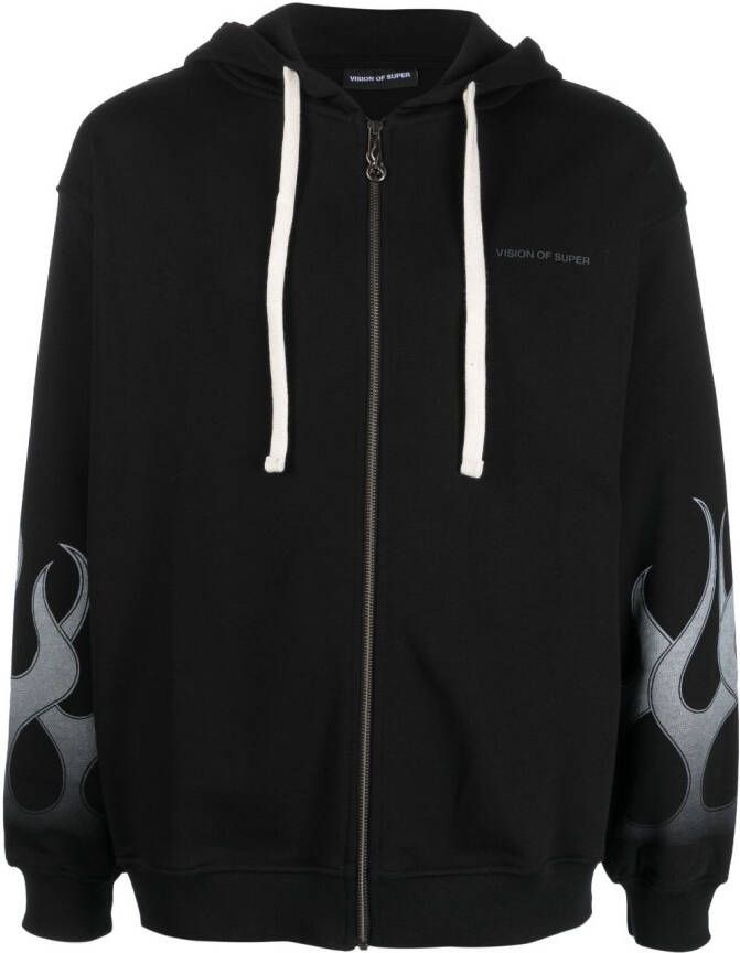 Vision Of Super Hoodie met vlammenprint Zwart