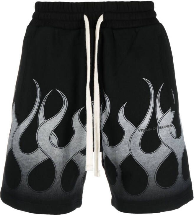 Vision Of Super Shorts met vlammenprint Zwart