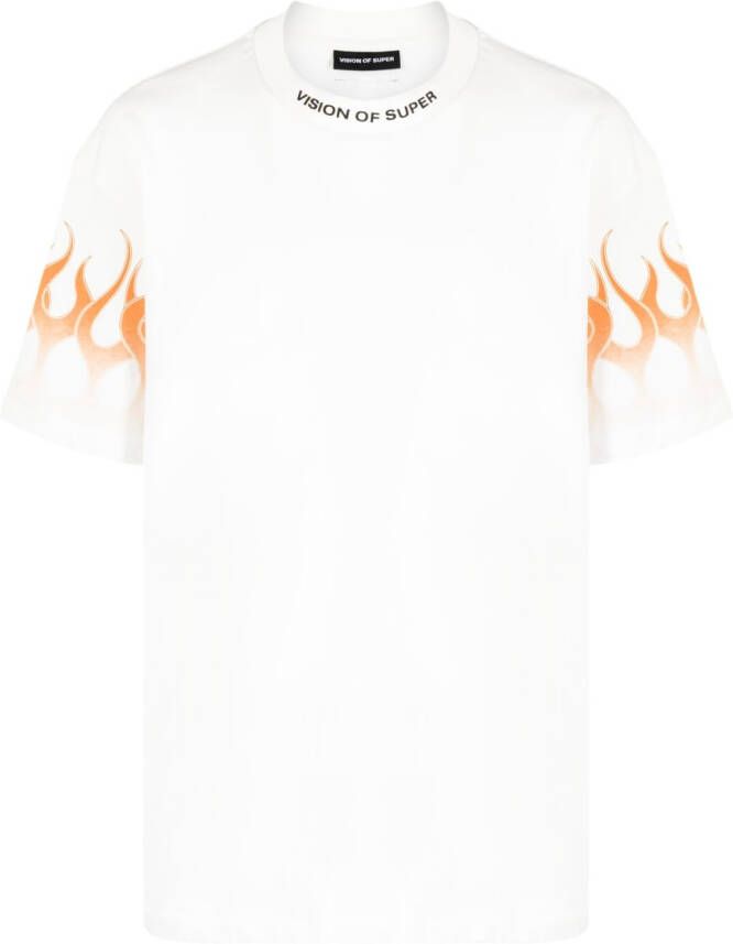 Vision Of Super T-shirt met vlammenprint Wit