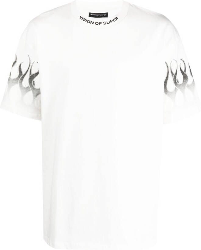 Vision Of Super T-shirt met vlammenprint Wit