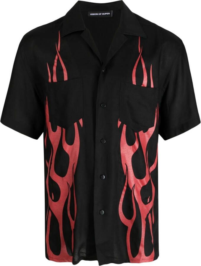 Vision Of Super flame-print short-sleeve shirt Zwart