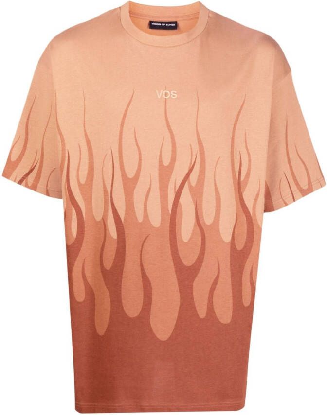 Vision Of Super T-shirt met vlammenprint Bruin