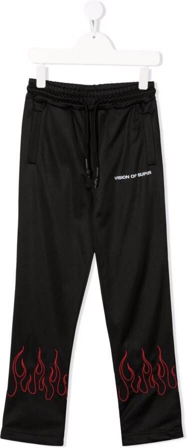Vision Of Super Kids Joggingbroek met vlam print afwerking Zwart