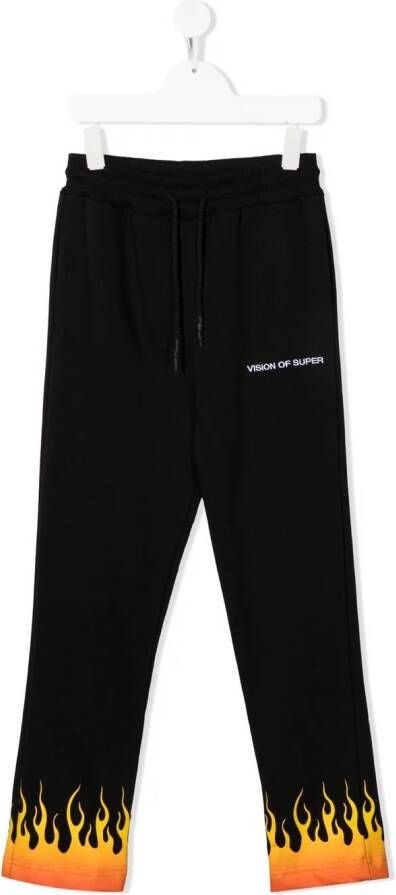Vision Of Super Kids Joggingbroek met vlam print Zwart