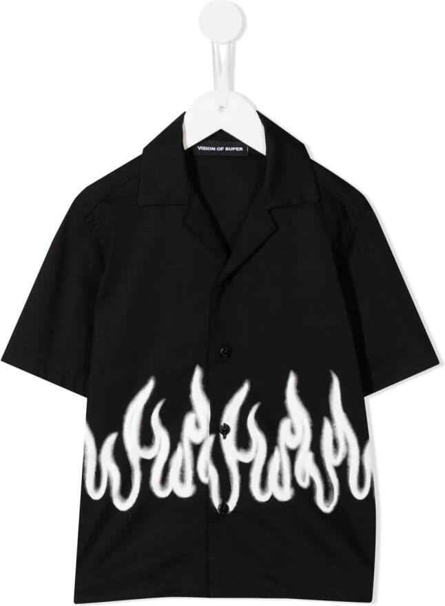 Vision Of Super Kids Shirt met vlammenprint Zwart