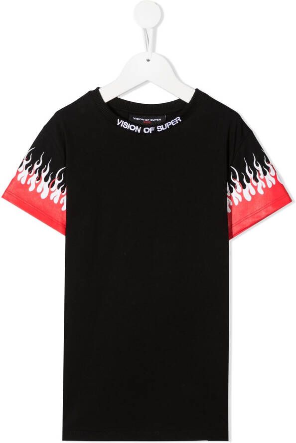 Vision Of Super Kids T-shirt met vlam print Zwart