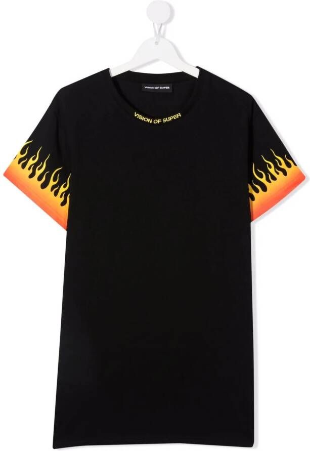Vision Of Super Kids T-shirt met vlam print Zwart