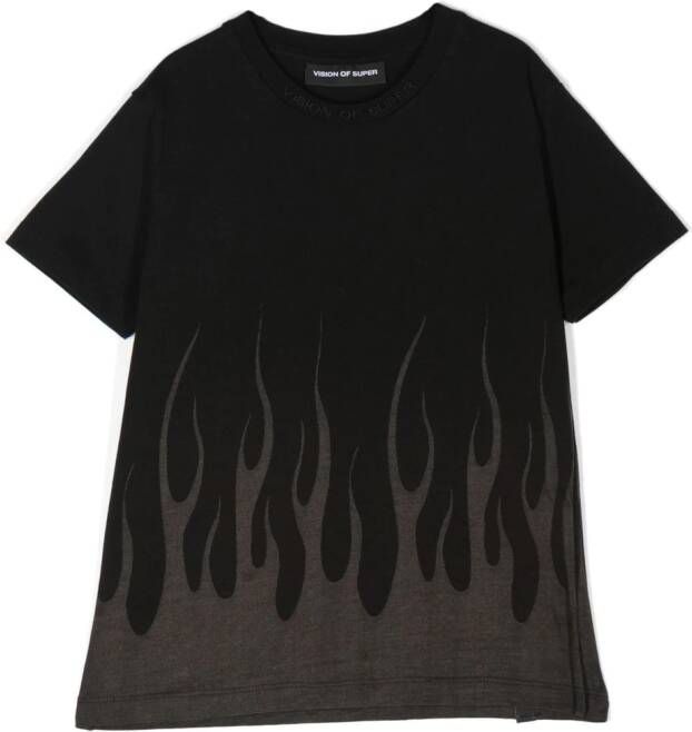 Vision Of Super Kids T-shirt met vlammenprint Zwart