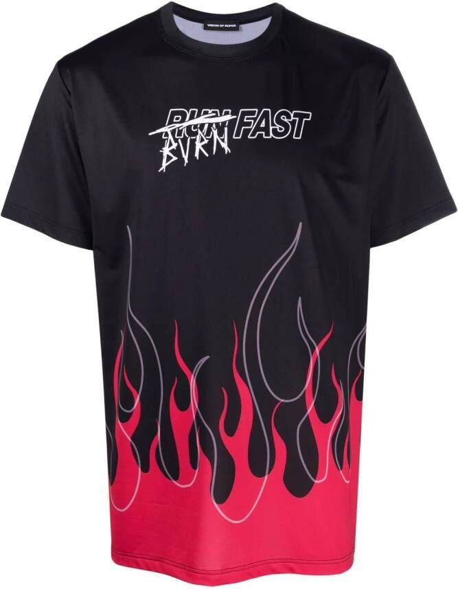 Vision Of Super T-shirt met vlammenprint Zwart