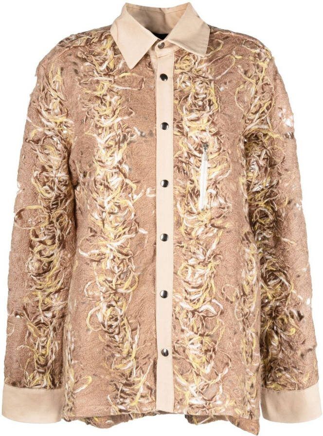 VITELLI Blouse met gerafeld effect Beige