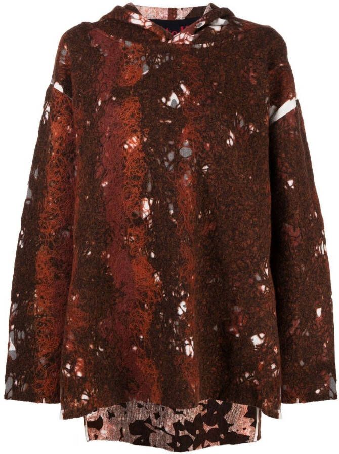 VITELLI Gerafelde hoodie Bruin