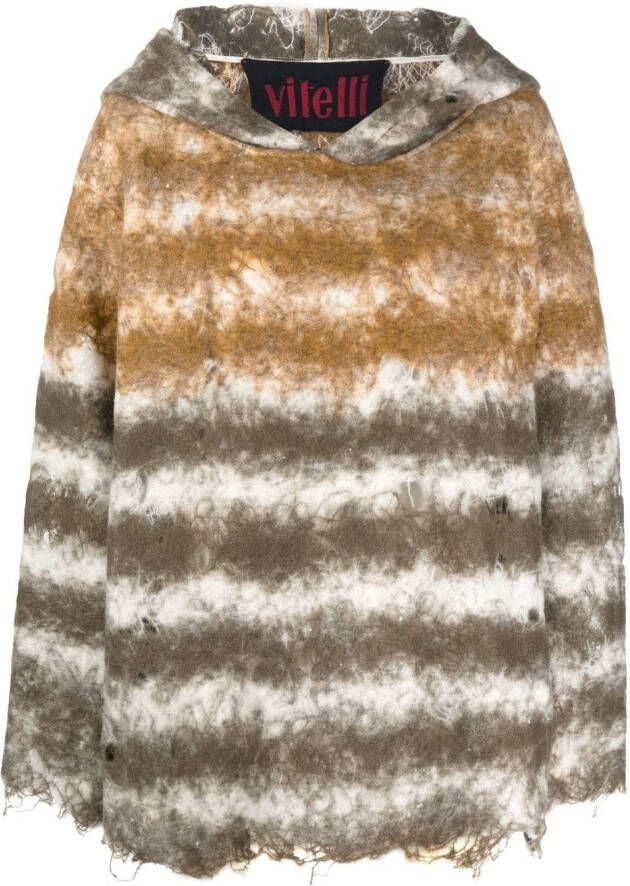 VITELLI Gerafelde hoodie Bruin