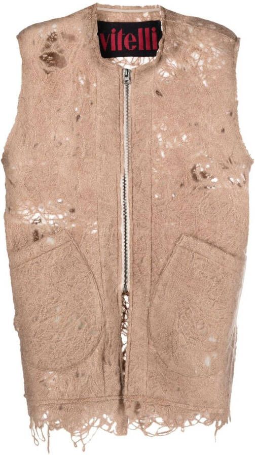 VITELLI Top met gerafeld effect Beige