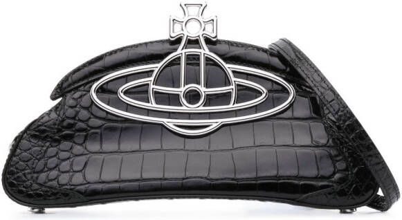 Vivienne Westwood Amber clutch met krokodillen-reliëf Zwart
