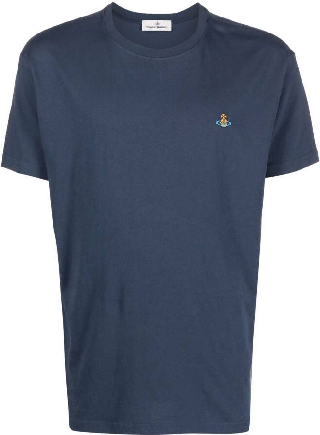 Vivienne Westwood T-shirt met geborduurd Orb-logo Blauw