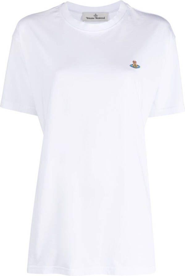 Vivienne Westwood Orb-embroidered cotton T-shirt Wit