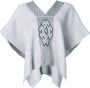 VOZ V-neck draped sleeved top Grijs - Thumbnail 1