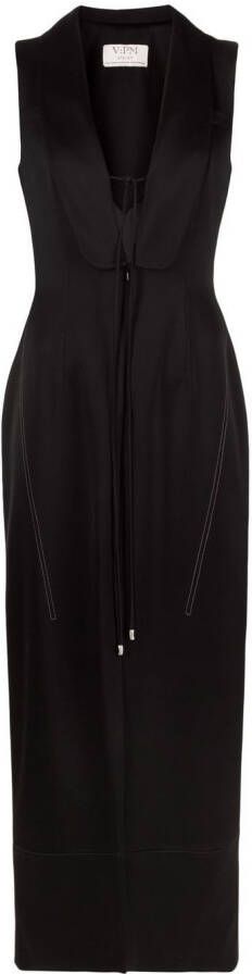 V:PM ATELIER Midi-jurk met V-hals Zwart