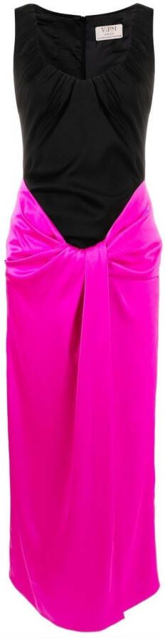 V:PM ATELIER Tweekleurige midi-jurk Zwart