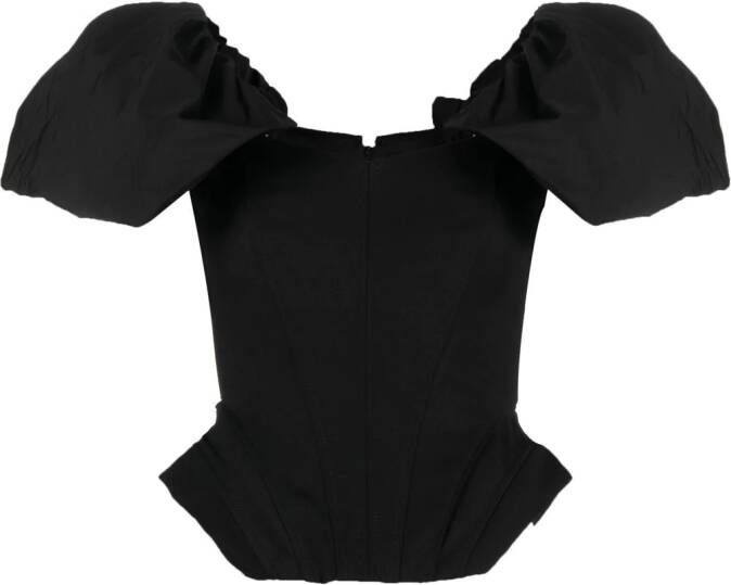 V:PM ATELIER Top met pofmouwen Zwart