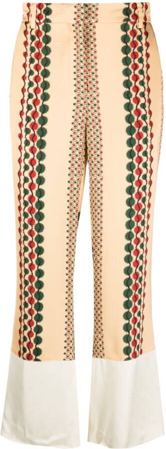 Wales Bonner Broek met abstracte print Beige