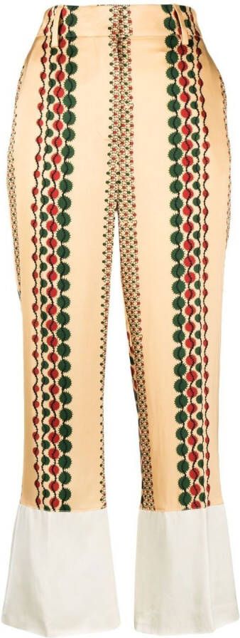 Wales Bonner Cropped broek Beige