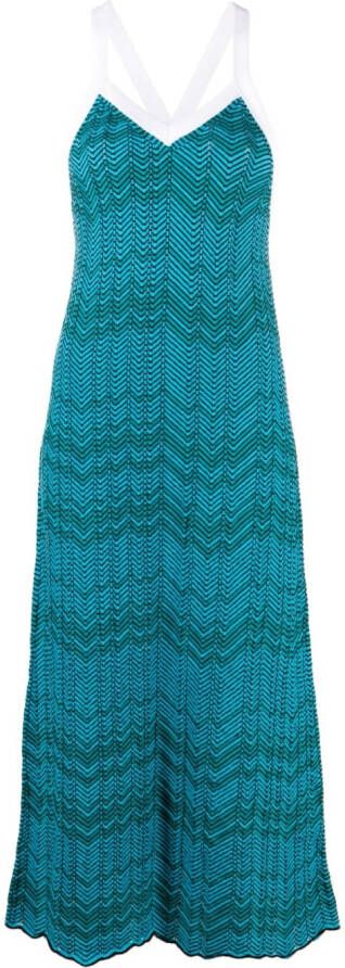 Wales Bonner Midi-jurk met chevron streep Blauw