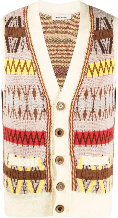 Wales Bonner Intarsia vest Geel