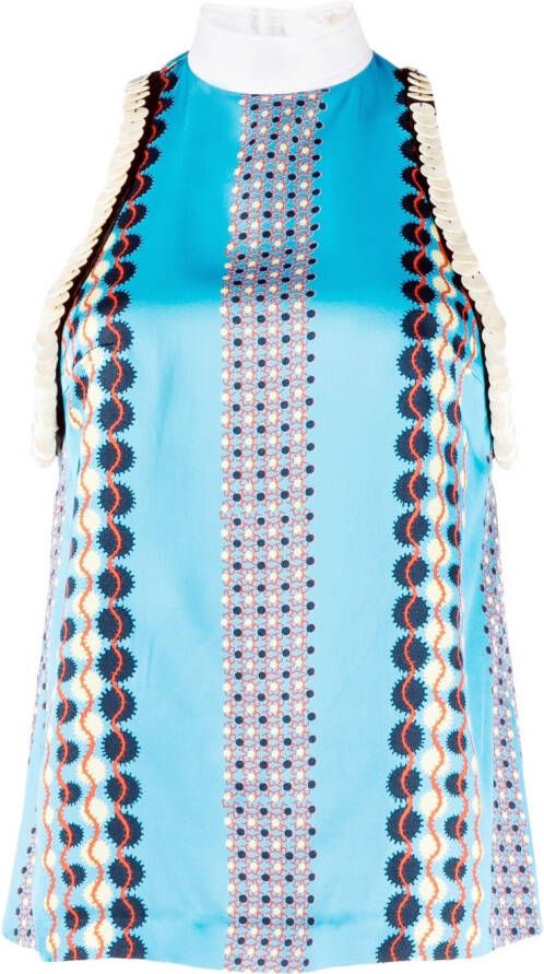 Wales Bonner Satijnen top Blauw