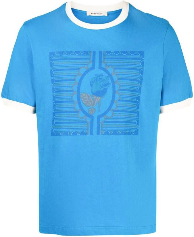 Wales Bonner T-shirt met print Blauw