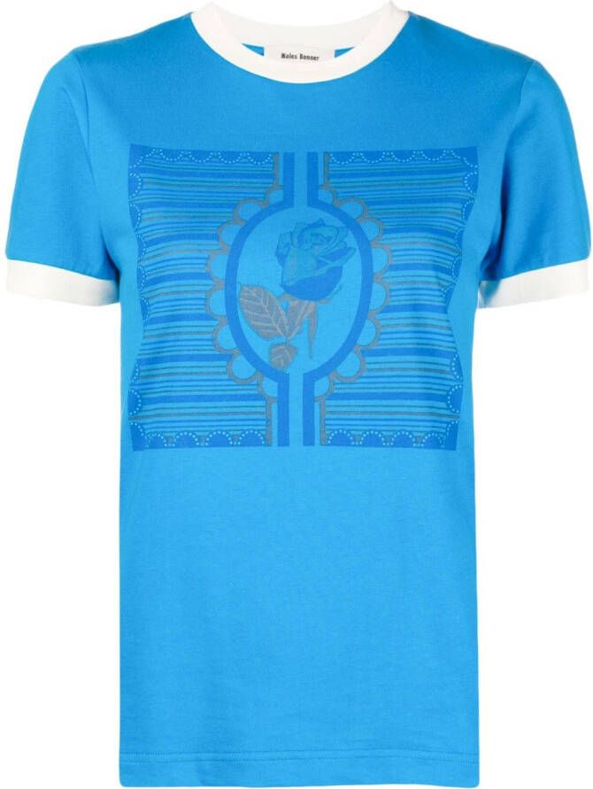 Wales Bonner T-shirt met print Blauw