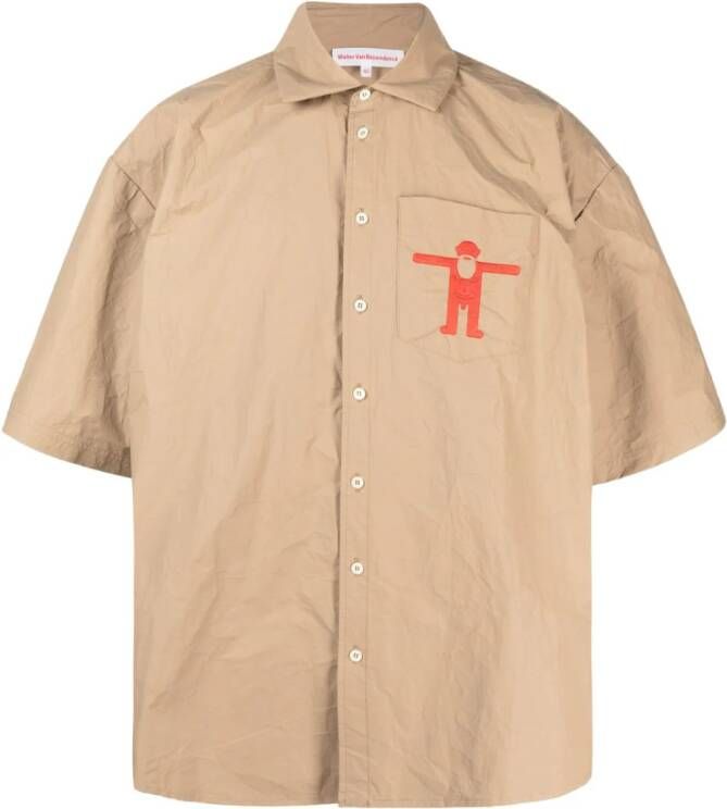 Walter Van Beirendonck Overhemd met logoprint Bruin
