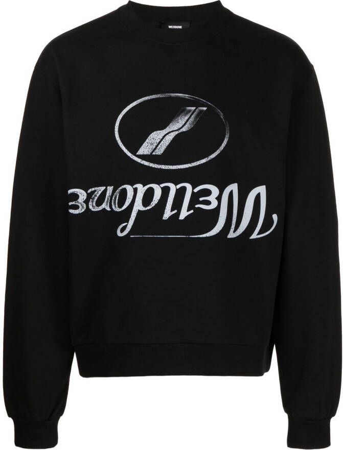 We11done Sweater met logoprint Zwart