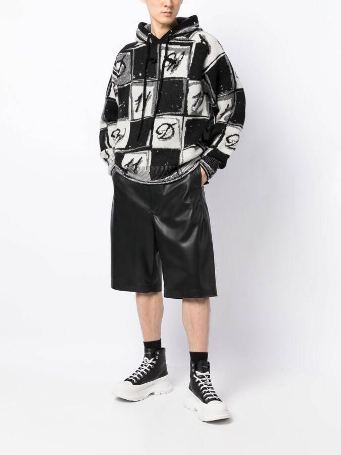 We11done Geruite hoodie Wit
