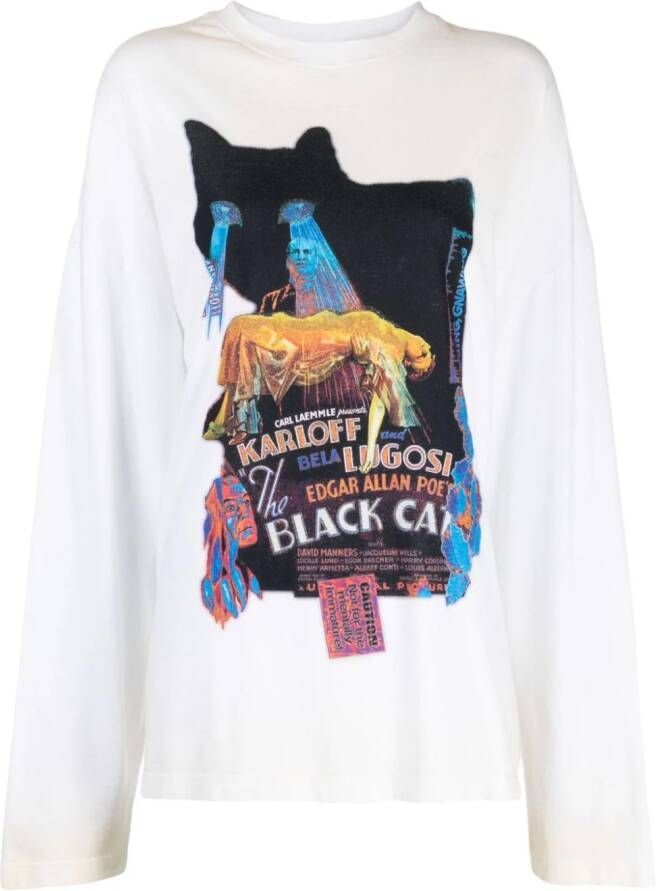 We11done T-shirt met print Beige