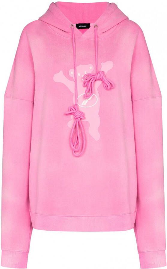 We11done Hoodie met teddybeerprint Roze