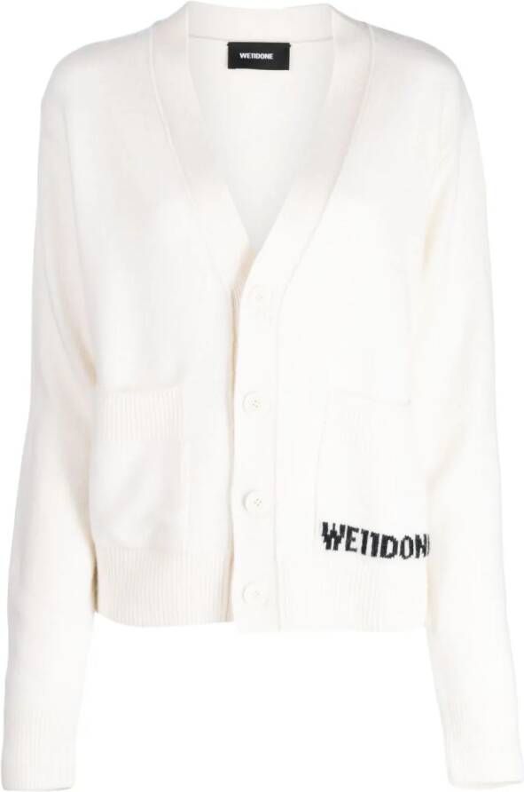 We11done Vest met intarsia logo Wit