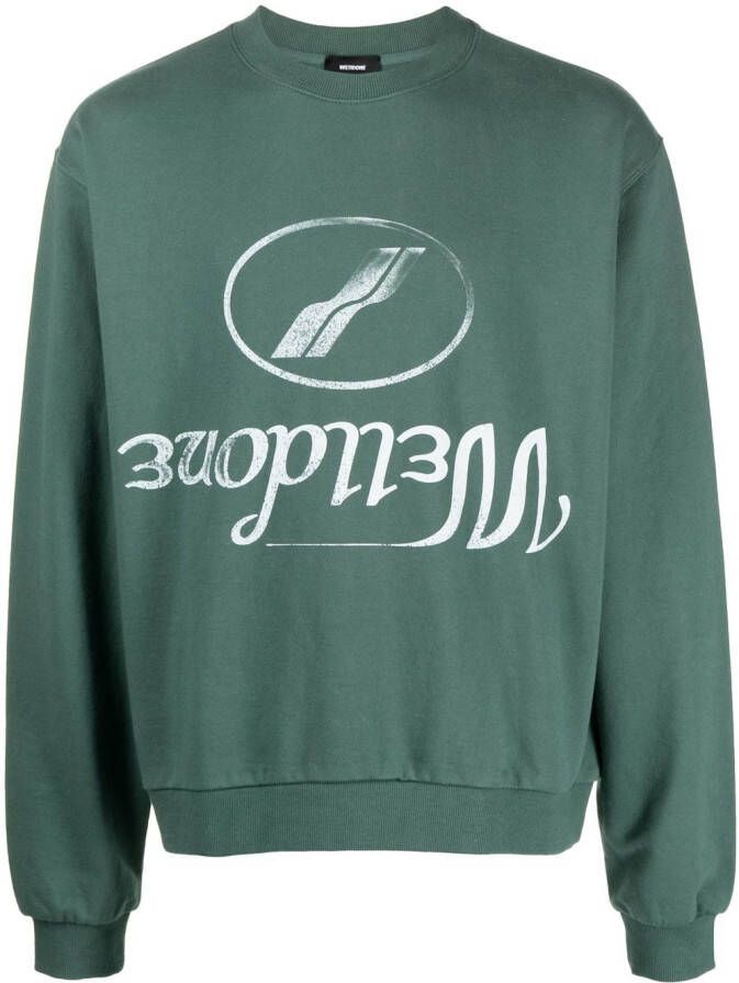 We11done Sweater met logoprint Groen