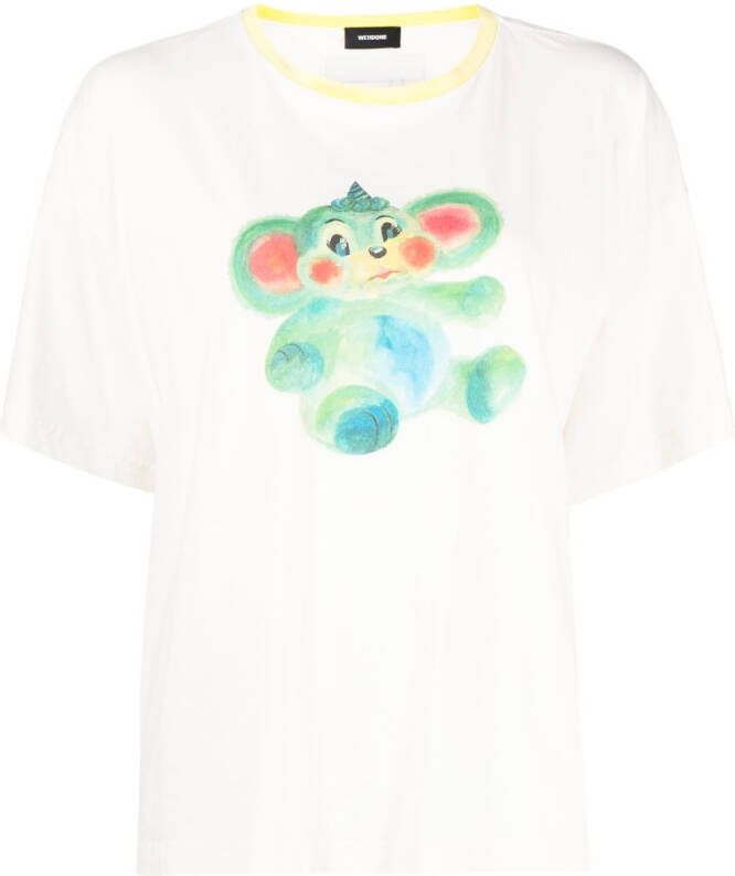 We11done T-shirt met teddybeer print Wit