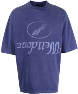 We11done T-shirt met logoprint Blauw