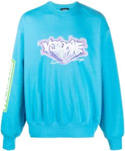 We11done Sweater met logoprint Blauw