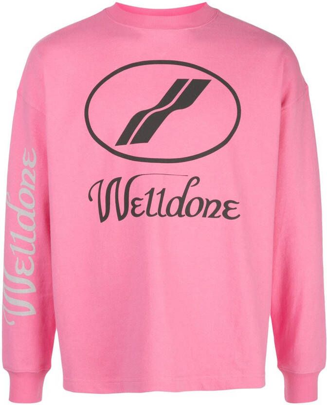 We11done Sweater met logoprint Roze