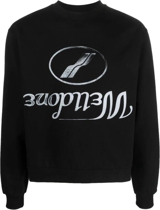 We11done Sweater met logoprint Zwart