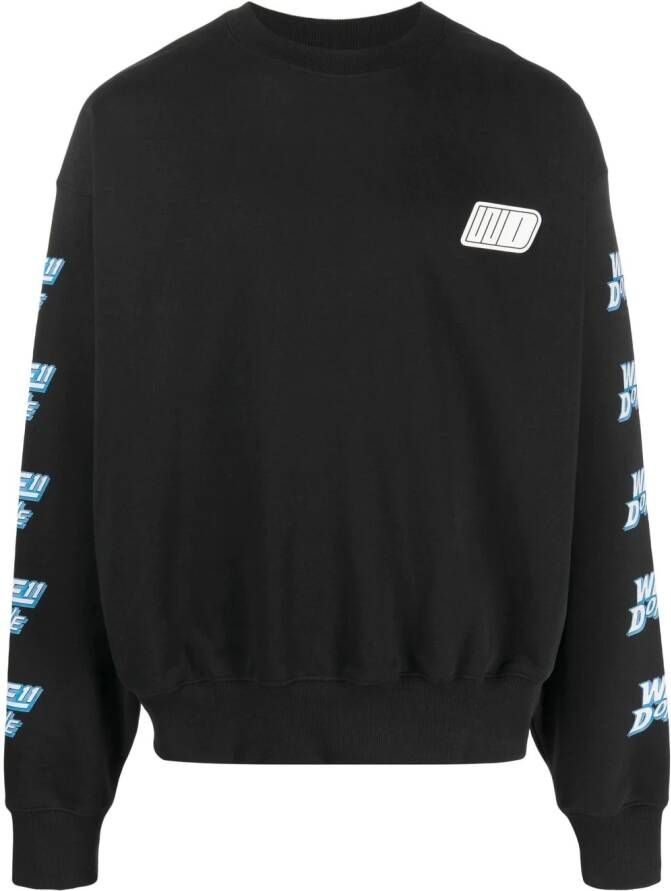 We11done Sweater met logoprint Zwart