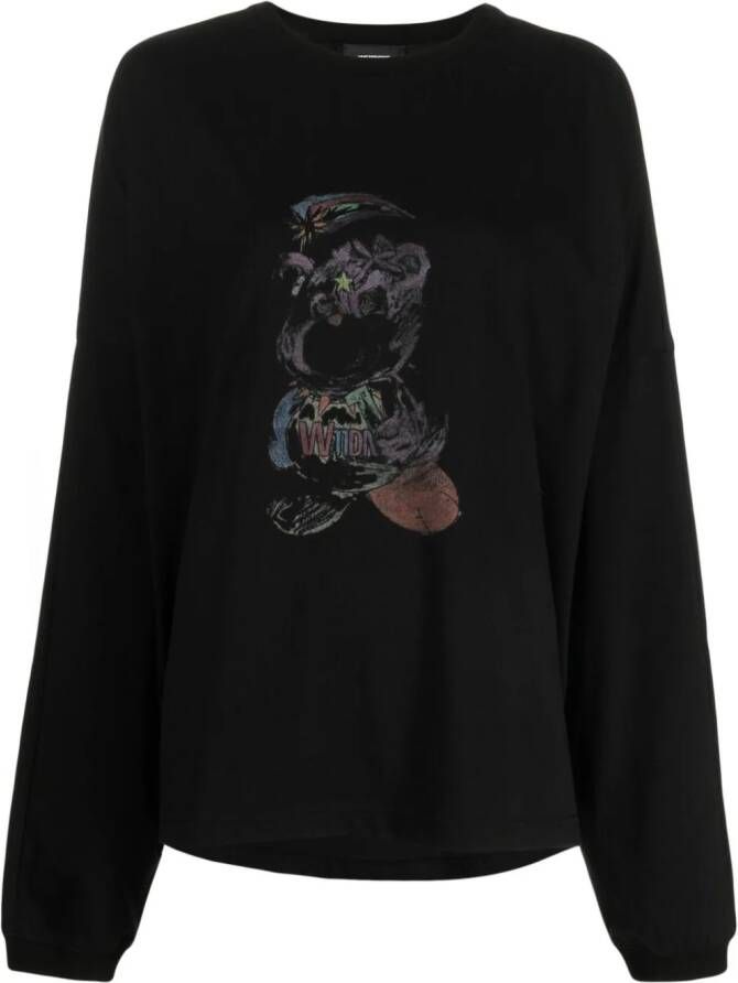 We11done Sweater met print Zwart
